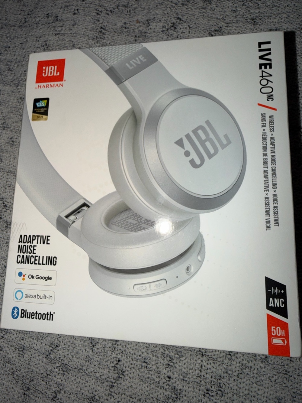JBL Live 460NC Over-Ear Headphones — White